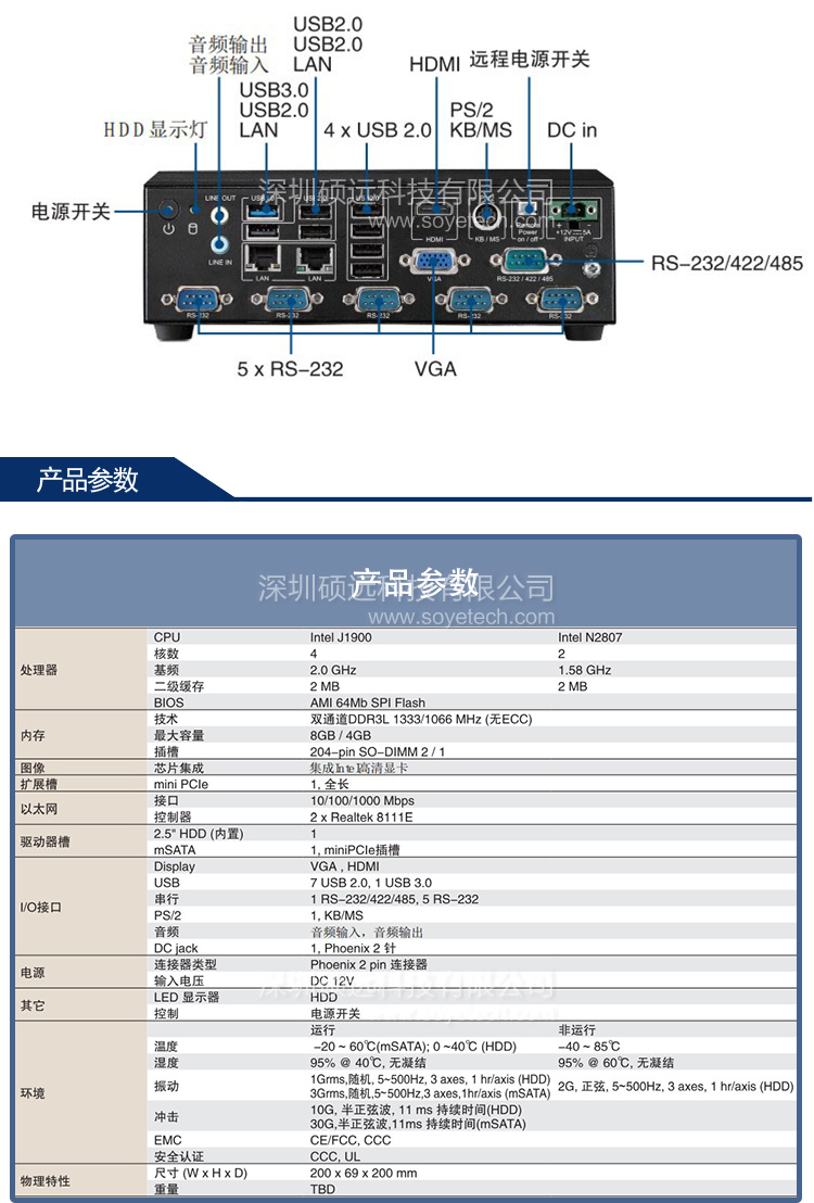 研華 AIMC-2000J-HDA1E 四核J1900模塊化無風扇嵌入式原裝工控機