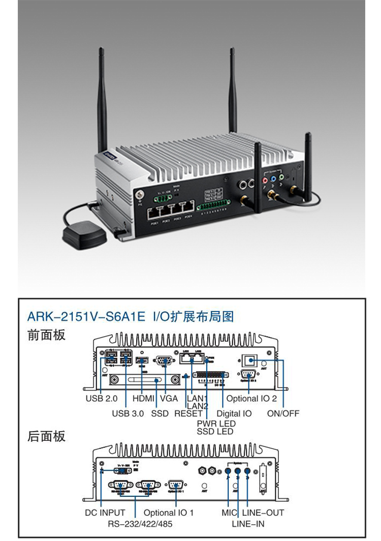 全新研華無風(fēng)扇嵌入式工控機 車載應(yīng)用 ARK-2151V