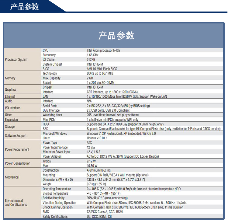 全新研華 無風(fēng)扇嵌入式工控機 超緊湊ARK-1000系列 ARK-1120F