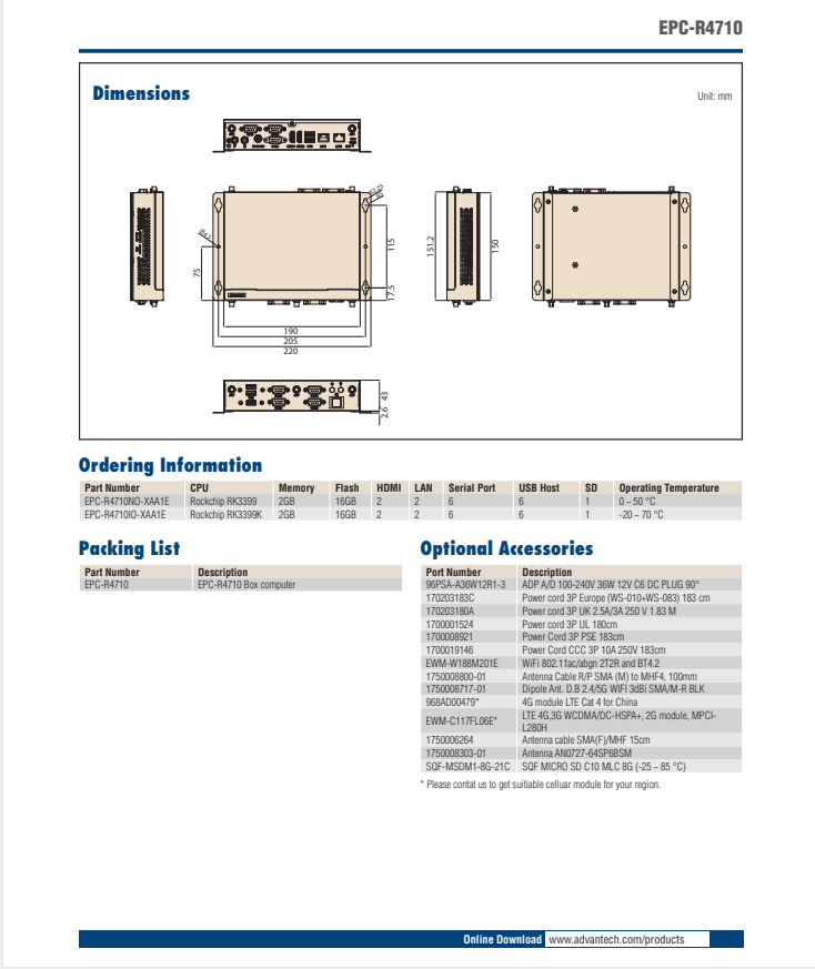 研華EPC-R4710 Rockchip RK3399 嵌入式工控機，