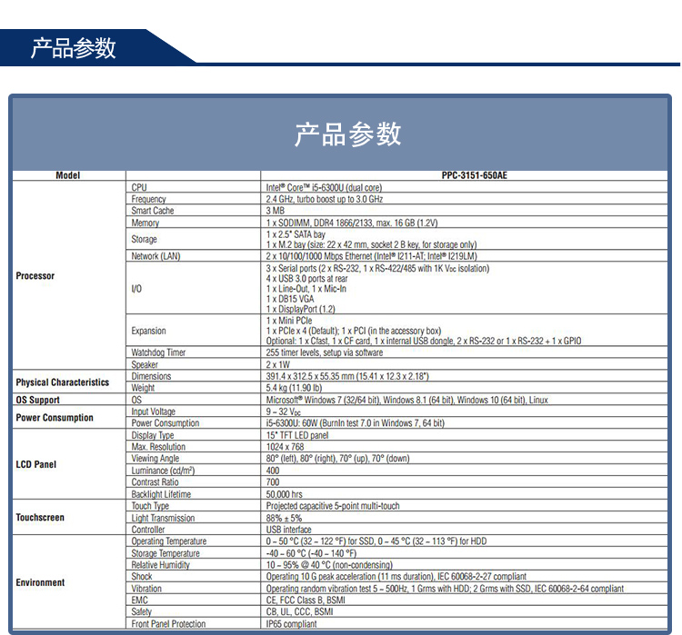 全新研華 嵌入式無風(fēng)扇寬屏多點觸控工業(yè)等級平板電腦 PPC-3151