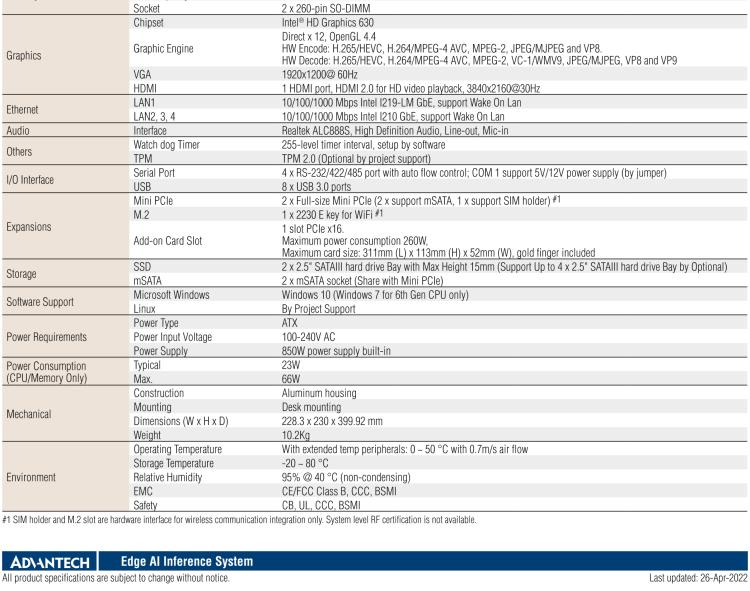 研華AIR-300 支持Intel Xeon / 6/7代Core?i3/i5/i7處理器，AI計(jì)算平臺(tái)，可擴(kuò)展 PCIe x16 GPU全尺寸卡