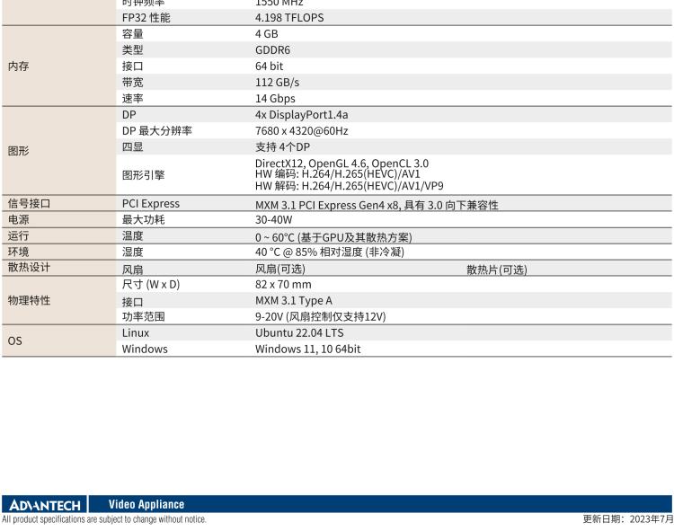 研華VEGA-X110 Intel Arc A370M MXM 3.1 Type A 嵌入式 GPU 卡，帶 DP1.4a