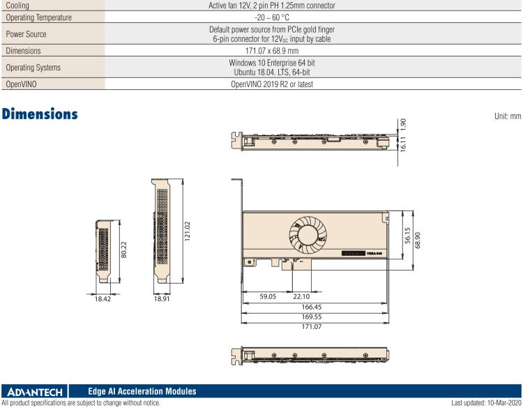 研華VEGA-340 基于Intel Movidius? Myriad? X VPU，PCIe x4 Edge AI 模塊，VPU*4 or VPU*8