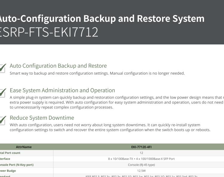 研華ESRP-FTS-EKI7712 Auto-Configuration for Easy System Administration and Operation