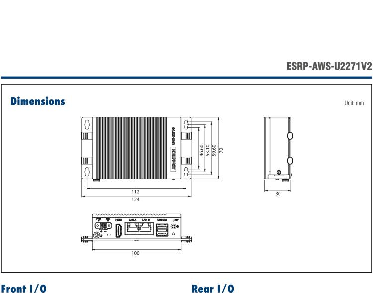 研華ESRP-AWS-U2271V2 Pocket-Size Edge IoT Gateway with Intel? Celeron?N6210 with AWS IoT Greengrass and EdgeLink Container Version