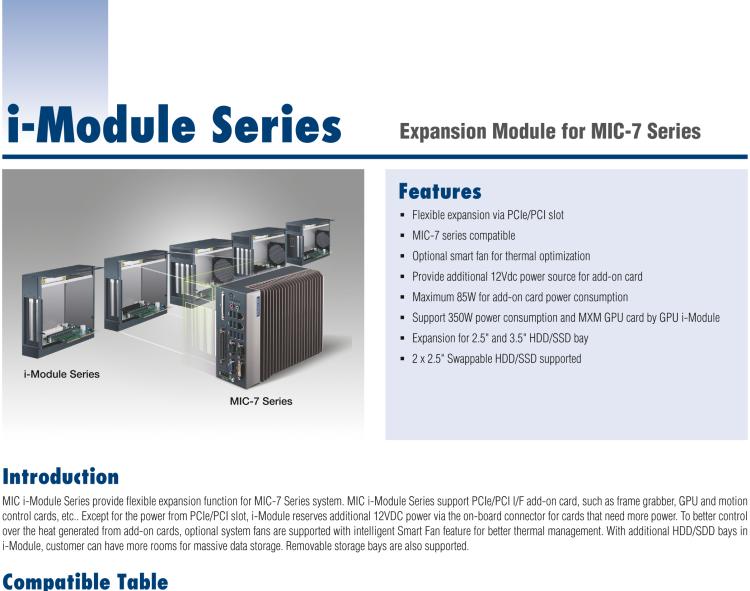 研華MIC-75S00 MIC-75S00 i-Module，兩個前置存儲托盤