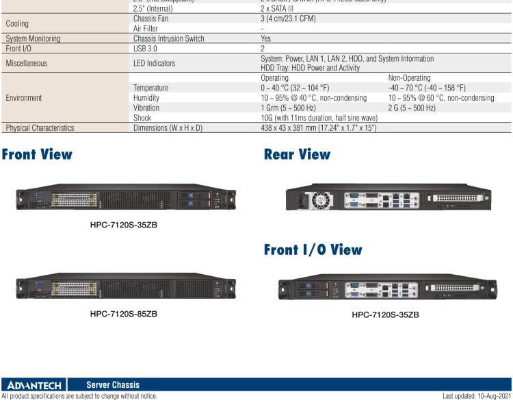 研華HPC-7120S 1U 上架式服務(wù)器短機(jī)箱，適用Micro ATX/ATX 服務(wù)器主板，支持1*全高/半長(zhǎng)PCIe x16擴(kuò)展插槽