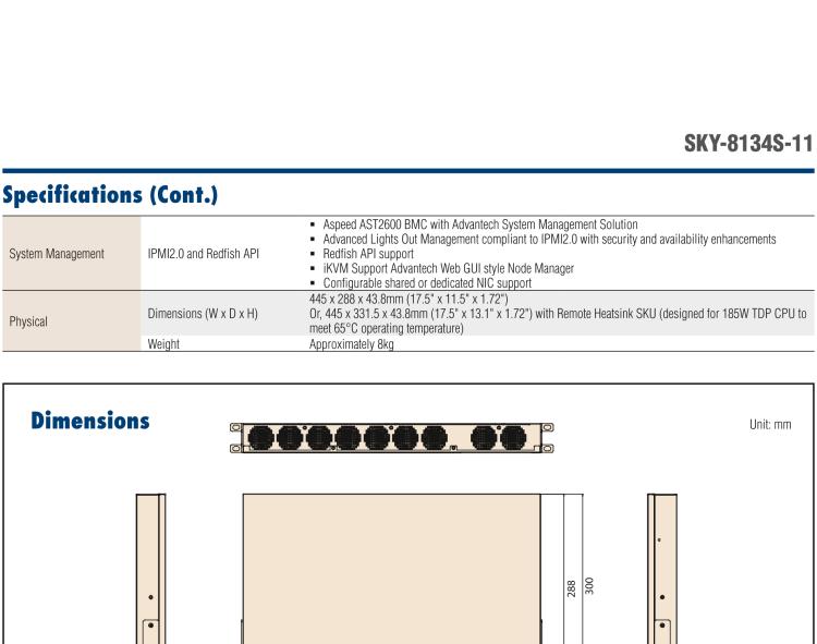 研華SKY-8134S-11 Ultra-short Depth 1U Edge Server for Open RAN & MEC based on 4th Gen Intel? Xeon? Scalable Processor with Intel? vRAN Boost