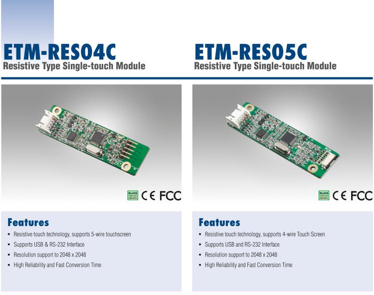 研華ETM-RES05C 4 線電阻式單點(diǎn)觸控模塊