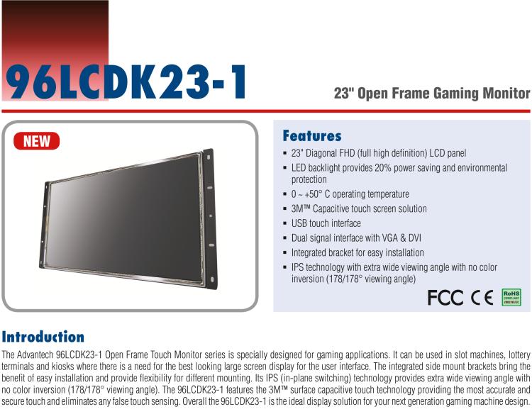 研華96LCDK23-1 23" Open Frame Gaming Monitor