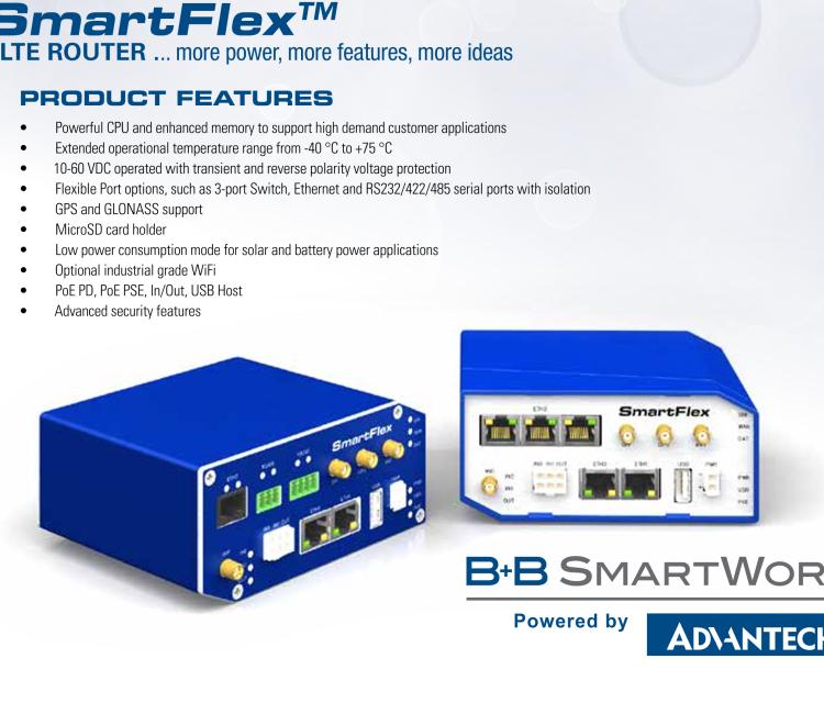 研華BB-SR30309125-SWH LTE 路由器、5E、USB、2I/O、SD、2S、PD、SL、Acc、SmartWorx Hub