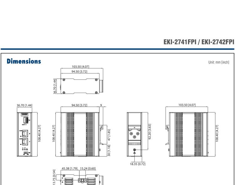 研華EKI-2742FPI 2GE PoE, SFP Injector ,IEEE802.3af/at, 48VDC, -40~75℃