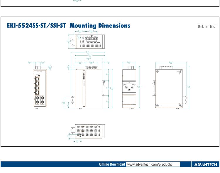 研華EKI-5524SSI 2光4電百兆ProView(組態(tài))系列工業(yè)以太網交換機(包含單模/多模、SC/ST接口)