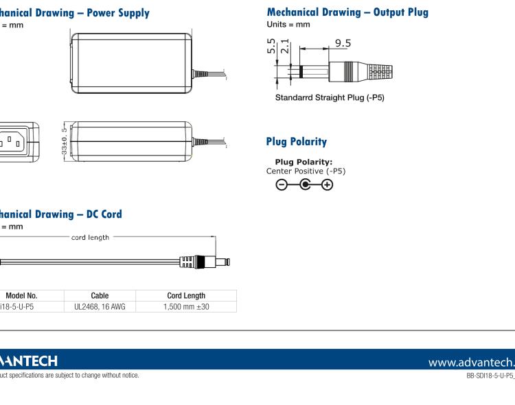 研華BB-SDI18-5-U-P5 Power Supply, AC to 5VDC, 3A, 15W