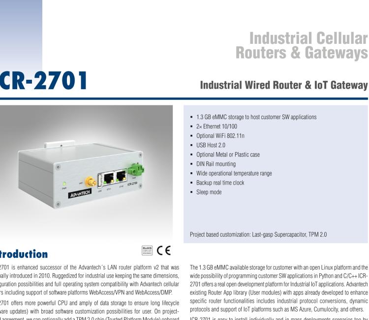 研華ICR-2701A01 ICR-2700, EMEA, 2× ETH, USB, Metal, EU Power Supply