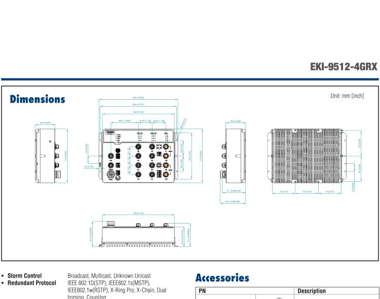 研華EKI-9512E-4GRX Layer 3 managed Ethernet Switch with 8 x Fast Ethernet and 4 x Giga Ethernet ports