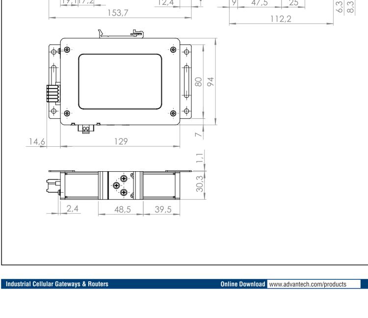 研華ICR-3201W ICR-3200, Global LAN, 2x Ethernet, 1x RS232, 1x RS485, Wi-Fi, Metal, Without Accessories