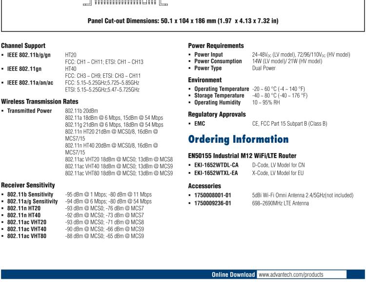 研華EKI-1652WT EN50155 Industrial M12 Wi-Fi/LTE Router