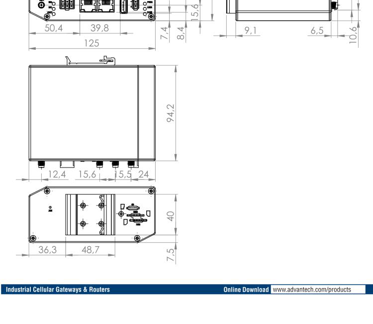 研華BB-SR31019110 SmartFlex, Global, 5x Ethernet, Wi-Fi, PoE PD, Plastic, Without Accessories