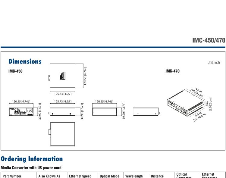 研華IMC-450-M8 Standalone Media Converter, 100Mbps, Multimode 850nm, 2km, SC