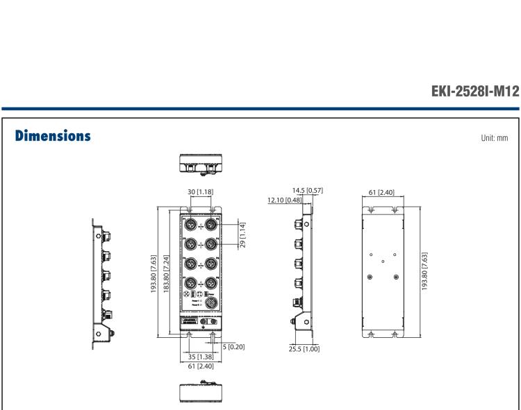 研華EKI-2528I-M12 8FE M12 Unmanaged Ethernet Switch, IP67 Rating