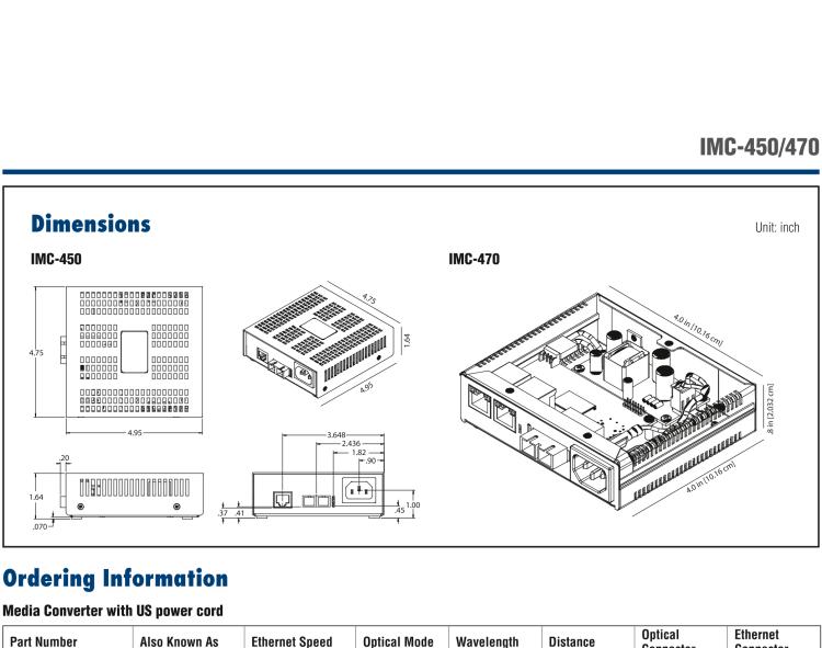 研華IMC-470-M1-US Standalone Media Converter, 1000Mbps, Multimode 1300nm, 2km, SC, AC adapter (also known as Giga-McBasic 856-30602)