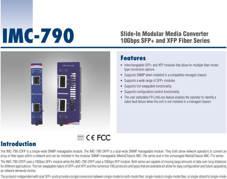 研華IMC-790-2XFP Managed Modular Media Converter, 10G, 2xXFP (also known as iMcV 860-12100)