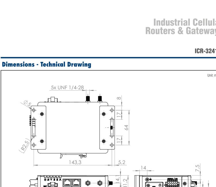 研華ICR-3241-1ND ICR-3200, NAM, FirstNet, 2x Ethernet, 1x RS232, 1x RS485, Metal, Without Accessories