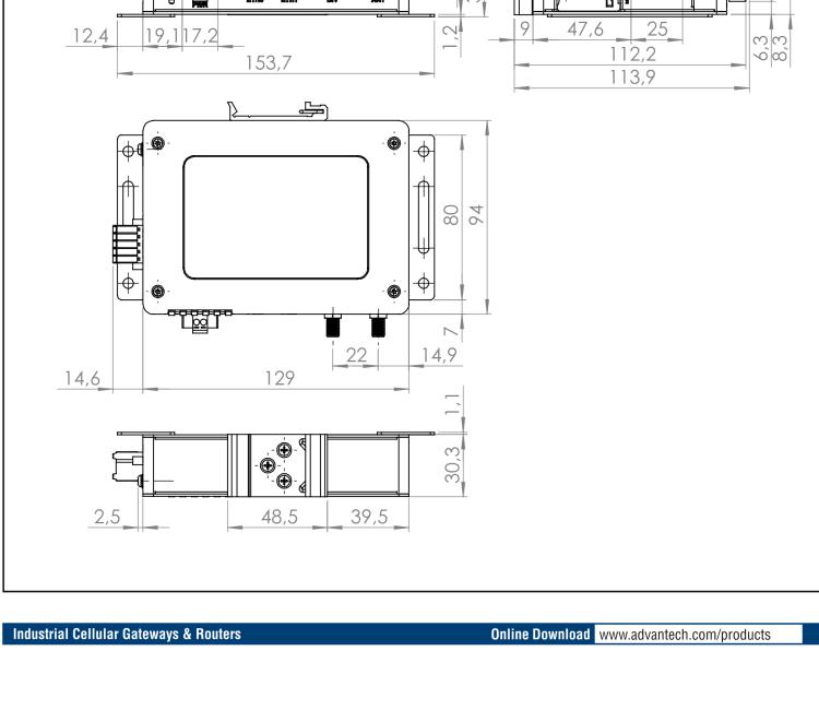 研華ICR-3231 ICR-3200, LTE catM1, NB-IoT, 1x Ethernet, 1xRS232, 1xRS485, SUPERCAP, Without Accessories