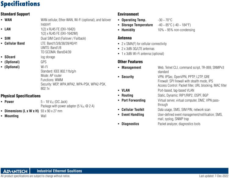 研華EKI-1642I Industrial Cellular Router w/ GPS