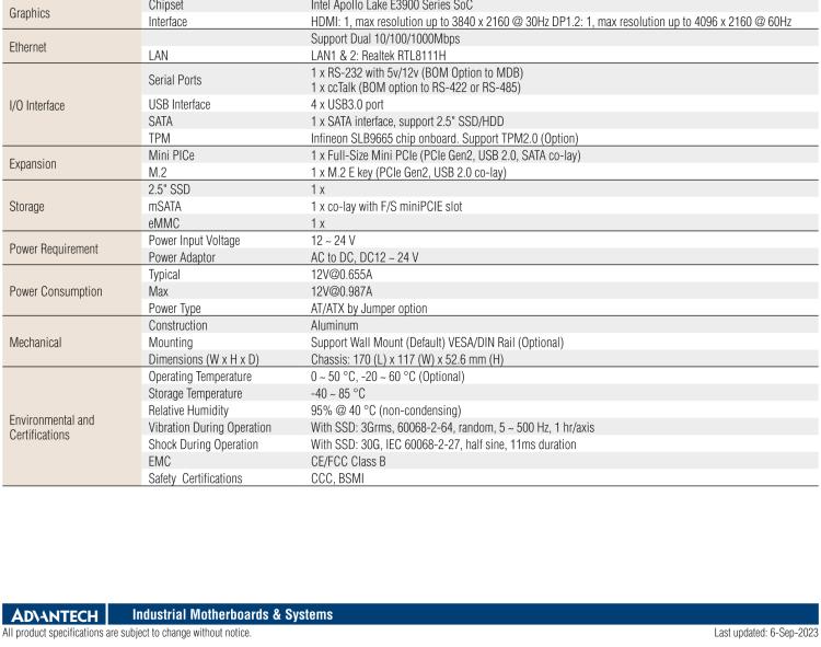 研華EPC-U2117 Intel Atom第六代Apollo Lake無風(fēng)扇嵌入式工控機，板載eMMC，CANBUS