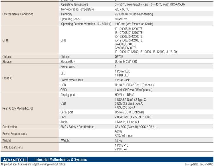 研華EPC-B3588 適配Intel 第12代 Core i 系列處理器，搭載Q670E芯片組?？纱钆銷VIDIA? RTX-A4500顯卡。3U高度，提供高端圖像處理應用的解決方案。