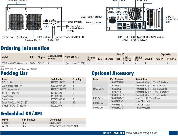 研華EPC-B3588 適配Intel 第12代 Core i 系列處理器，搭載Q670E芯片組?？纱钆銷VIDIA? RTX-A4500顯卡。3U高度，提供高端圖像處理應用的解決方案。