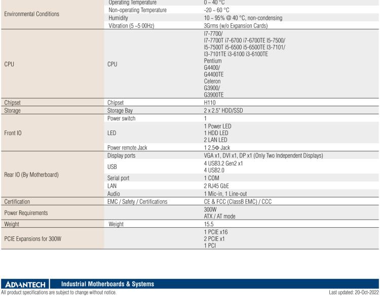 研華EPC-B5505 適配Intel? 第6/7代 Core ? i/Xeon E3系列處理器，搭載H110芯片組。標(biāo)準(zhǔn)4U上架，廣泛適用于各種行業(yè)。