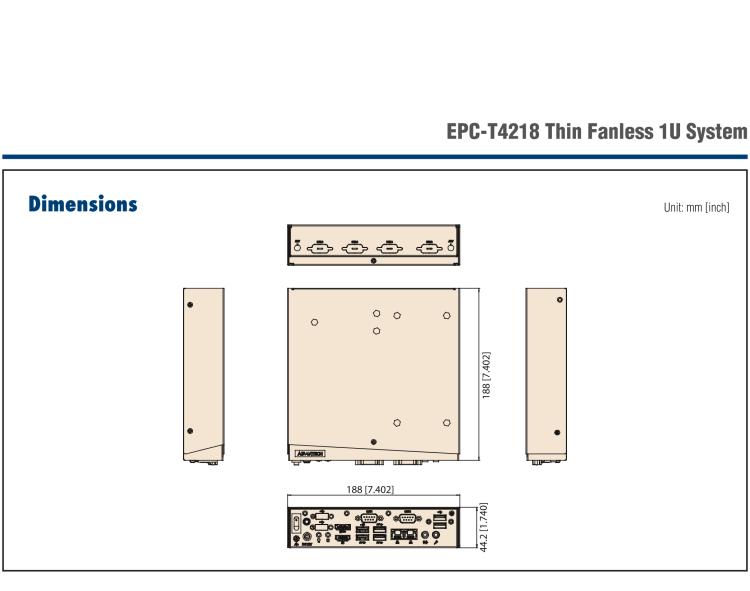 研華EPC-T4218 適配Intel 第8代 賽揚/凌動系列處理器。1U超薄高度，無風扇系統(tǒng)，性能強勁，性價比高。