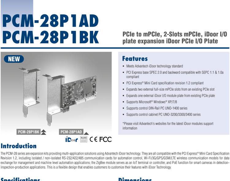 研華PCM-28P1BK PCIe 擴(kuò)展板