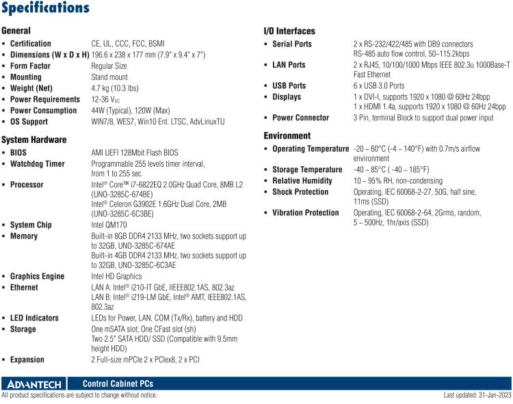 研華UNO-3285C 搭配Intel? Core?處理器，4×PCI(e) 擴(kuò)展槽，2 x GbE, 2 x mPCIe, HDMI, DVI-I