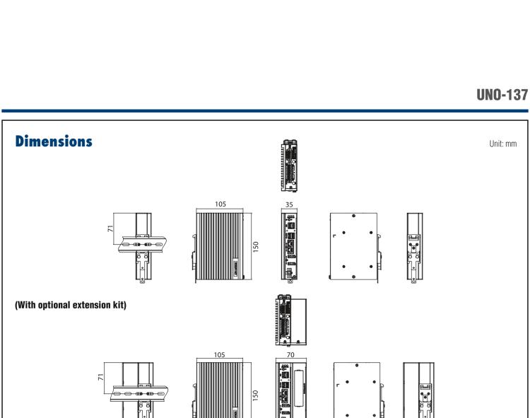 研華UNO-137 DIN導(dǎo)軌控制器，配備Intel?Atom?E3940 CPU、2個(gè)LAN、2個(gè)COM、3個(gè)USB 3.0、1個(gè)USB 2.0、2個(gè)DP 1.2、8個(gè)DI、8個(gè)DO、1個(gè)M.2、1個(gè)mPCIe、TPM 2.0