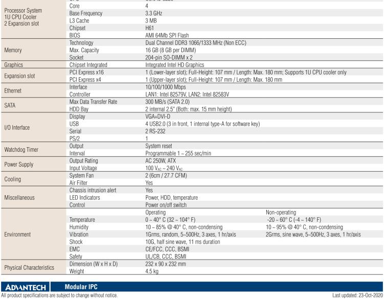 研華AiMC-3200 智能微型工控機，Intel Core i7/i5/i3 CPU,2 擴展槽，250W 80 Plus PSU