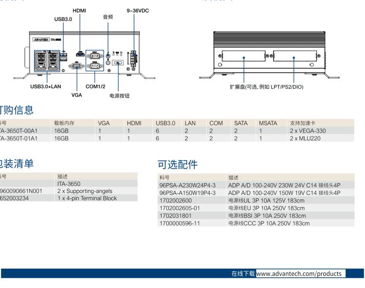 研華ITA-3650T 英特爾第6/7代桌上型處理器支持AI加速模塊無風扇系統(tǒng)