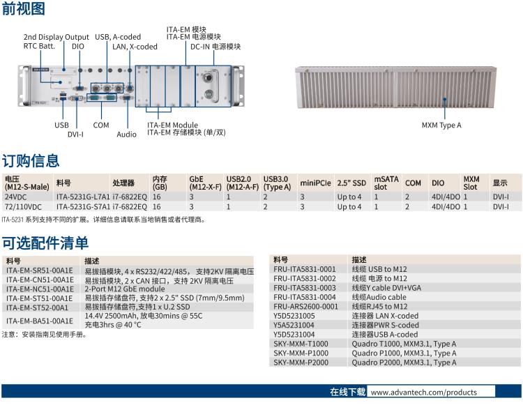 研華ITA-5231G Intel? 第6 代Core? i 處理器無風(fēng)扇系統(tǒng)，EN 50155 鐵路應(yīng)用