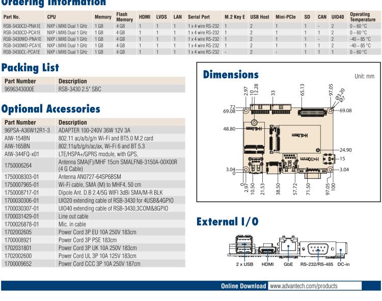 研華RSB-3430 基于NXP Arm Cortex-A9 i.MX6平臺(tái),精簡(jiǎn)功能的2.5寸緊湊型單板電腦。搭配UIO20/40可快速擴(kuò)展各種外設(shè)接口