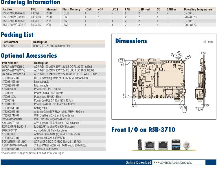 研華RSB-3710 Rockchip RK3399 Cortex-A72 2.5" 單板電腦，帶 UIO40-Express擴(kuò)展