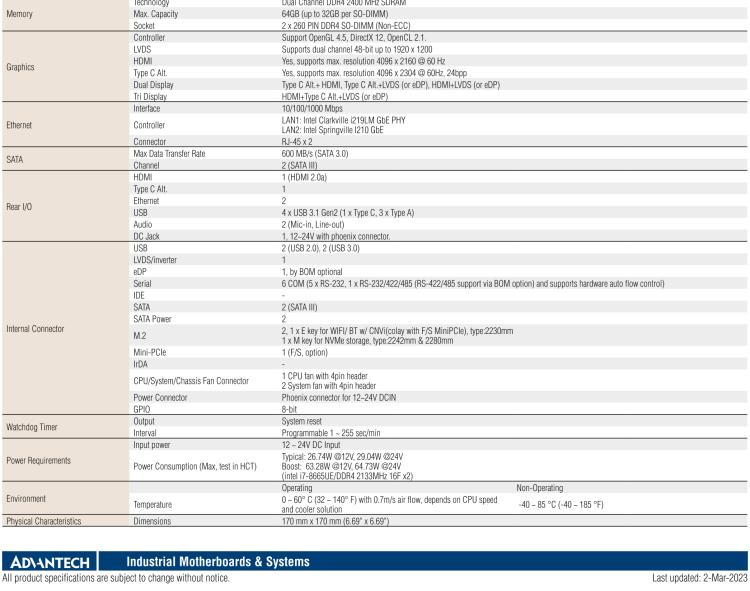 研華AIMB-233 板載Intel? 第8代 Core i 處理器。擁有Type C接口，滿足各類擴(kuò)展需求。低功耗，超薄緊湊，無風(fēng)扇設(shè)計(jì)，支持寬溫寬壓，性能強(qiáng)勁。