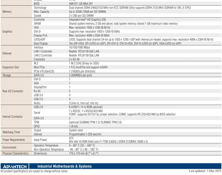 研華AIMB-205 適配Intel? 第6/7代 Core? i 處理器，搭載H110芯片組。高性價(jià)比，擁有豐富的擴(kuò)展接口，穩(wěn)定可靠。