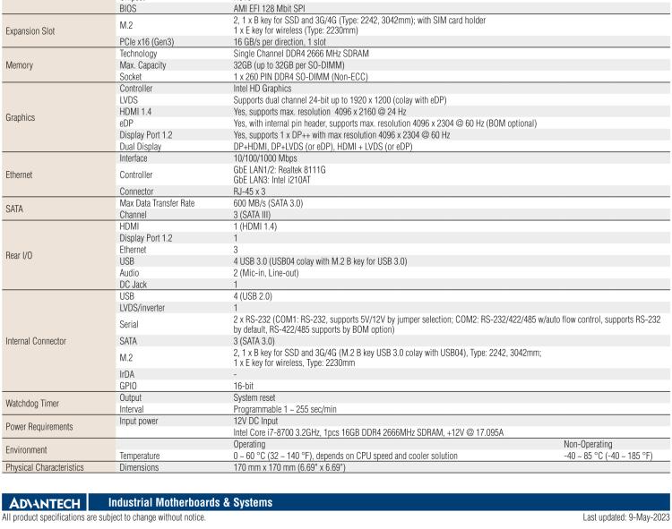 研華AIMB-286EF 適配Intel 第8/9代 Core i 處理器，搭載Intel H310芯片組。擁有1個(gè)PCIe x16插槽。超薄設(shè)計(jì)，接口豐富，是高端應(yīng)用中的高性價(jià)比方案。