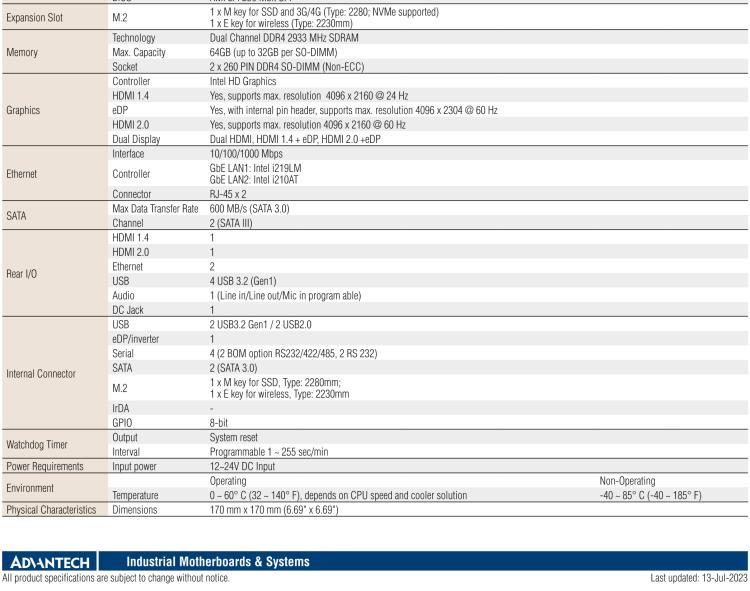 研華AIMB-287 適配Intel? 第10代 Core? i 系列處理器，搭載H420E芯片組。超薄設計，性能強勁。