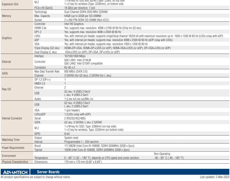 研華AIMB-277 適配Intel? 第10代 Core? i 系列處理器，搭載Q470E芯片組。性能強(qiáng)勁，適用于高端應(yīng)用領(lǐng)域。