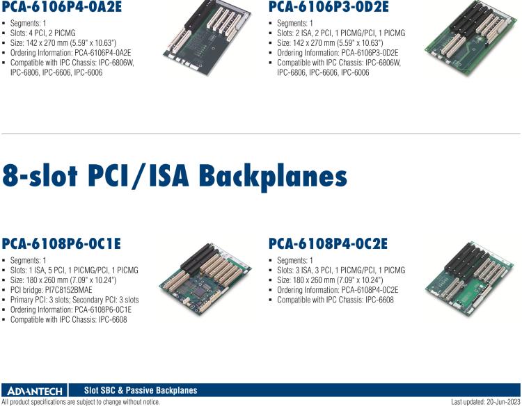 研華PCA-6106-0B2E 帶 6 個 ISA 槽的單系統(tǒng) 6 槽底板